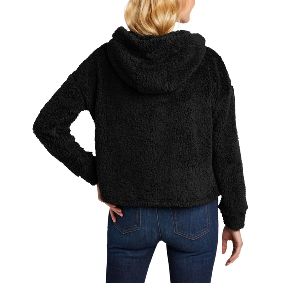 NEW sherpa cozy fleece hoodie blk Med - Picture 4 of 6